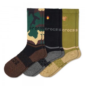Crocs Adult Crew Graphic 3New Zealand -Pack Men Socks Multicolor | QVBNKO237
