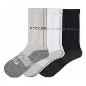 Crocs Adult Crew Solid 3New Zealand -Pack Women Socks Black | DSTMNG658