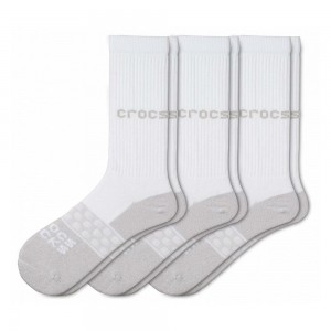 Crocs Adult Crew Solid 3New Zealand -Pack Women Socks White | KRBMOT591