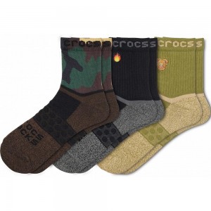 Crocs Adult Quarter Graphic 3New Zealand -Pack Men Socks Black | VDRJNB158