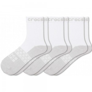 Crocs Adult Quarter Solid 3New Zealand -Pack Men Socks White | IVRPYD728