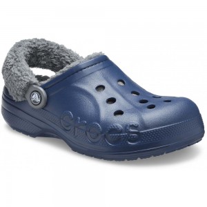 Crocs Baya Lined FuzzNew Zealand -Strap Men Clogs Navy | RTKZPX816