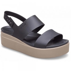 Crocs Brooklyn Low Women Wedge Brown / Black | YMUXWP804