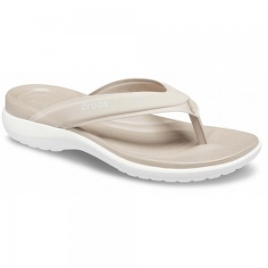 Crocs Capri V Sporty Women Flip Flops Khaki | PHJECF342