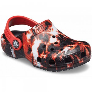 Crocs Classic Bleach Dye Kids' Clogs Red / Black | RISFZW430