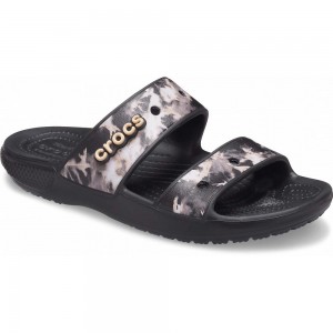 Crocs Classic Bleach Dye Men Sandals Black | MNSVPT804