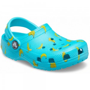 Crocs Classic Food Print Kids' Clogs Light Turquoise | LQVHSM084