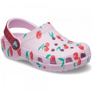 Crocs Classic Food Print Kids' Clogs Pink | TVLGCA804