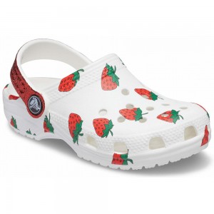 Crocs Classic Food Print Kids' Clogs White | GSZPNA506