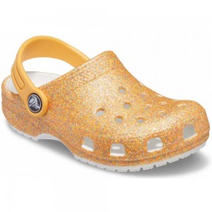 Crocs Classic Glitter Kids' Clogs Gold | AZNXTB746