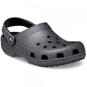 Crocs Classic Glitter Men Clogs Black | KWASBP193
