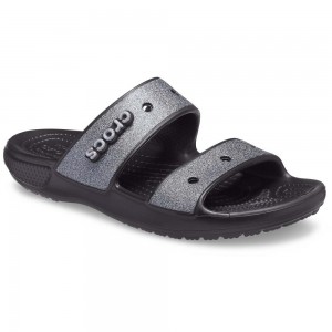 Crocs Classic Glitter Men Sandals Silver / Black | DLFNQR275
