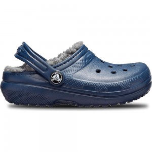 Crocs Classic Lined Kids' Clogs Navy | BDTPWE491