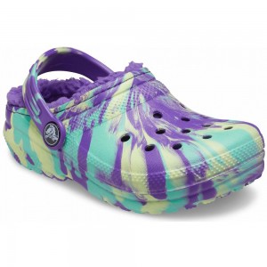 Crocs Classic Lined Marbled Kids' Clogs Purple / Multicolor | NTZLUJ638
