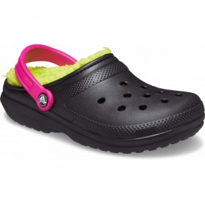 Crocs Classic Lined Pop Strap Men Clogs Black | CBWUAN418