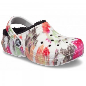 Crocs Classic Lined TieNew Zealand -Dye Graphic Kids' Clogs White / Multicolor | IVKYBR807
