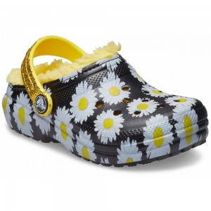 Crocs Classic Lined Vacay Vibes Kids' Clogs Black / White | AFXCPN602