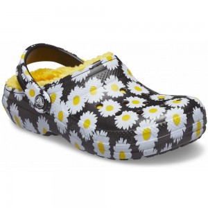 Crocs Classic Lined Vacay Vibes Women Clogs Black / White | LIGZDT459