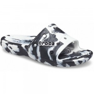 Crocs Classic Marbled Men Slides Black | YUBLSV035