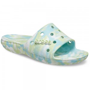 Crocs Classic Marbled Women Slides Turquoise | JUGMRT401