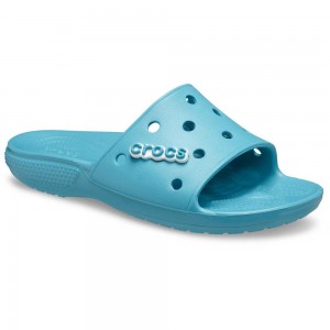 Crocs Classic Men Slides Light Turquoise | AHPIEW147