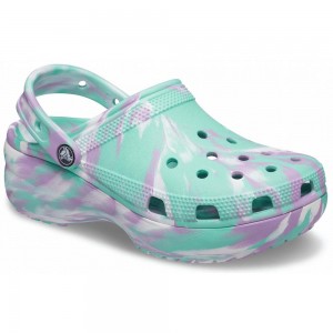 Crocs Classic Platform Marbled Women Clogs Mint | FLSUAD749