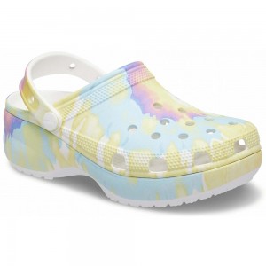 Crocs Classic Platform TieNew Zealand -Dye Graphic Women Clogs Multicolor | HGOYEJ106