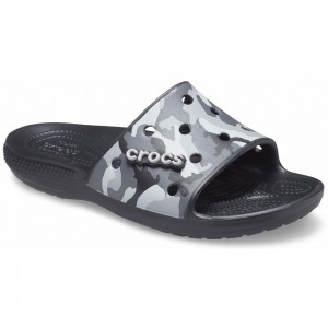 Crocs Classic Printed Men Slides Black | EAUIYS795