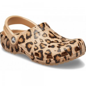 Crocs Classic Printed Women Clogs Khaki | YKACRL172