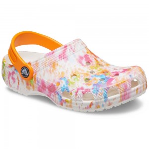 Crocs Classic TieNew Zealand -Dye Graphic Kids' Clogs White / Multicolor | KJIMFP412