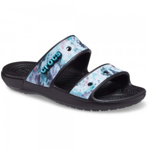 Crocs Classic TieNew Zealand -Dye Graphic Men Sandals Black / Multicolor | PSRNBM570