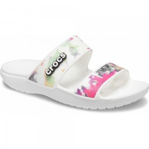 Crocs Classic TieNew Zealand -Dye Graphic Men Sandals White / Multicolor | HCUDAN214