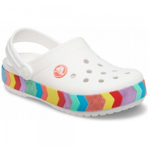 Crocs Crocband™ Chevron Beaded Kids' Clogs White | PVGQCT420