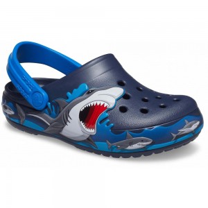 Crocs Fun Lab Shark Lights Kids' Clogs Navy | CYLPBX980