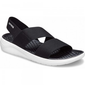 Crocs LiteRide™ Stretch Women Sandals Black | QYBAOP829