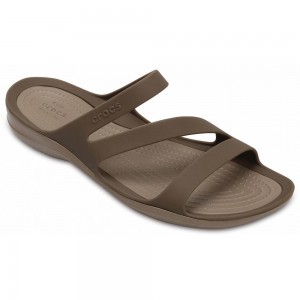 Crocs Swiftwater™ Women Slides Khaki | MHCVAD832