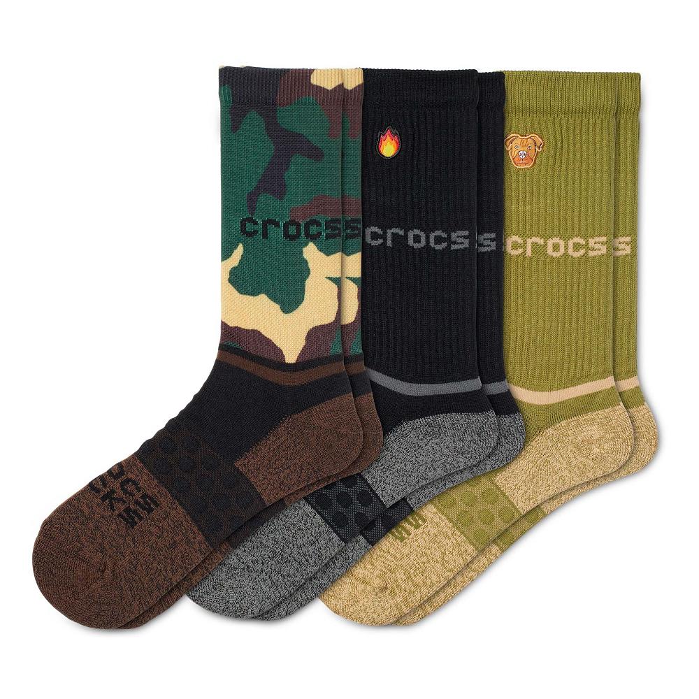 Crocs Adult Crew Graphic 3New Zealand -Pack Men Socks Multicolor | QVBNKO237