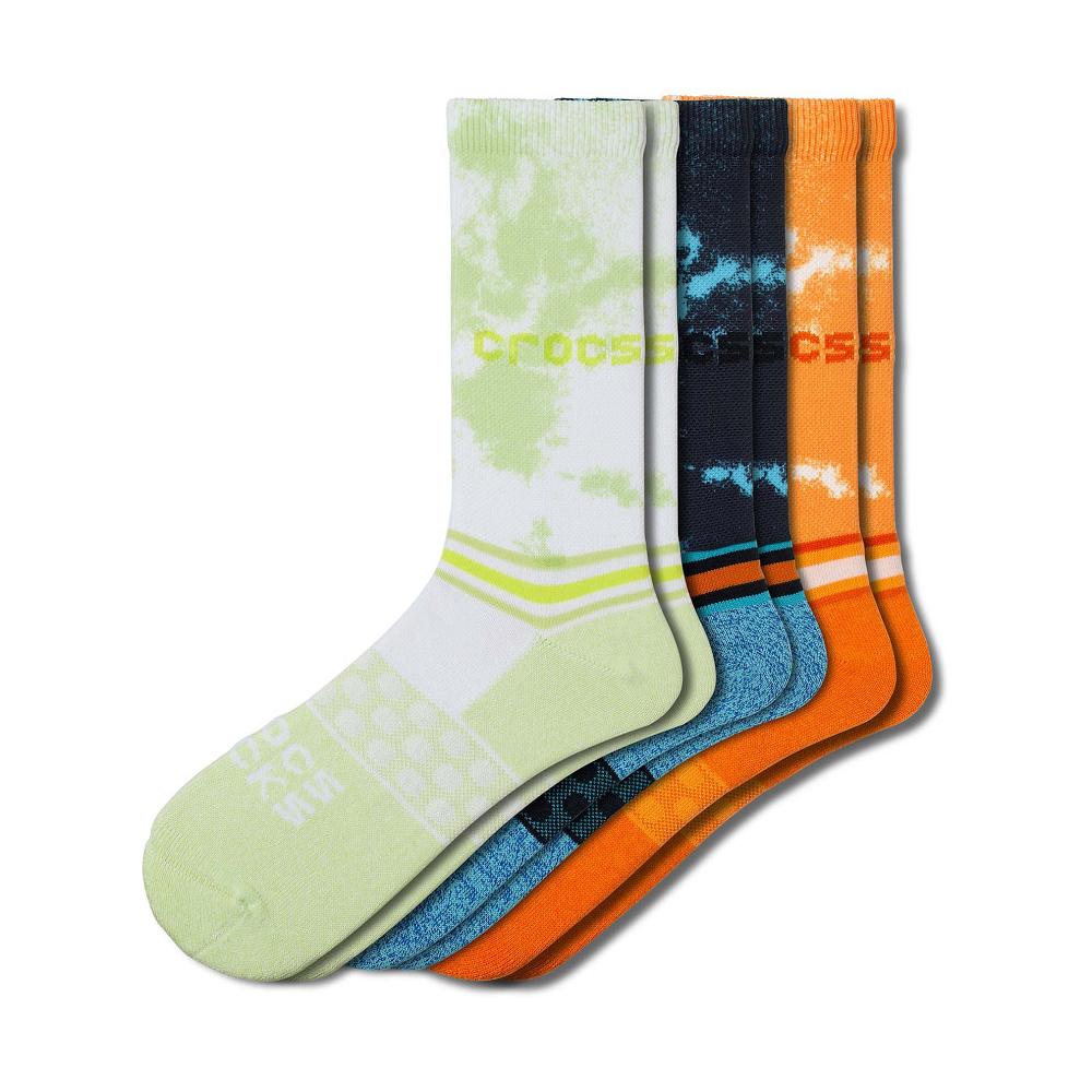 Crocs Adult Crew Seasonal Dye 3 Pack Men Socks Multicolor | LCMDOY431