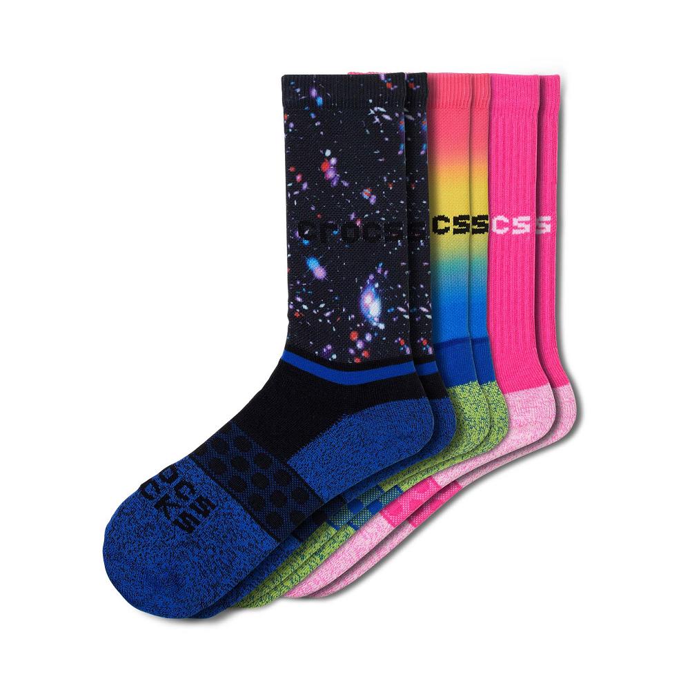 Crocs Adult Crew Seasonal Out Of This World 3 Pack Men Socks Multicolor | HWJKOD157