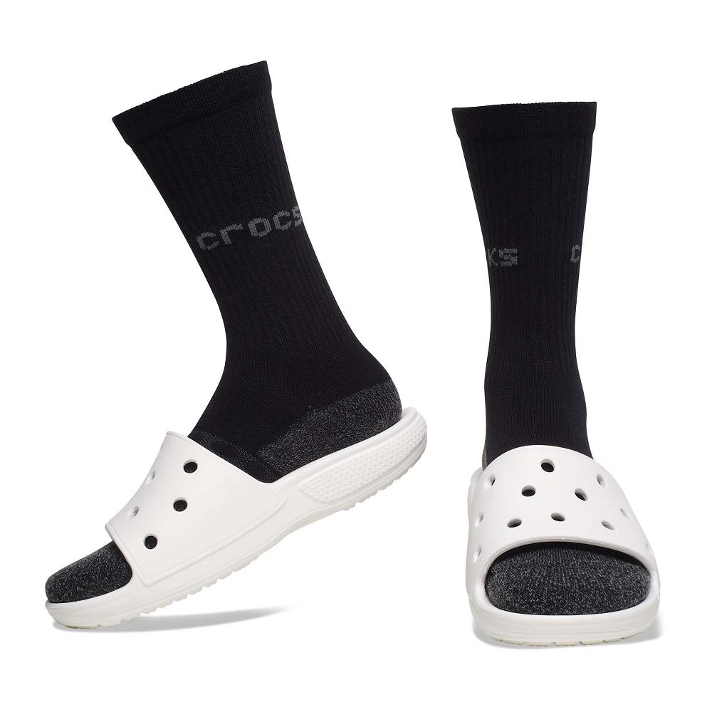 Crocs Adult Crew Solid 3New Zealand -Pack Men Socks White / Black | WSNQMB930