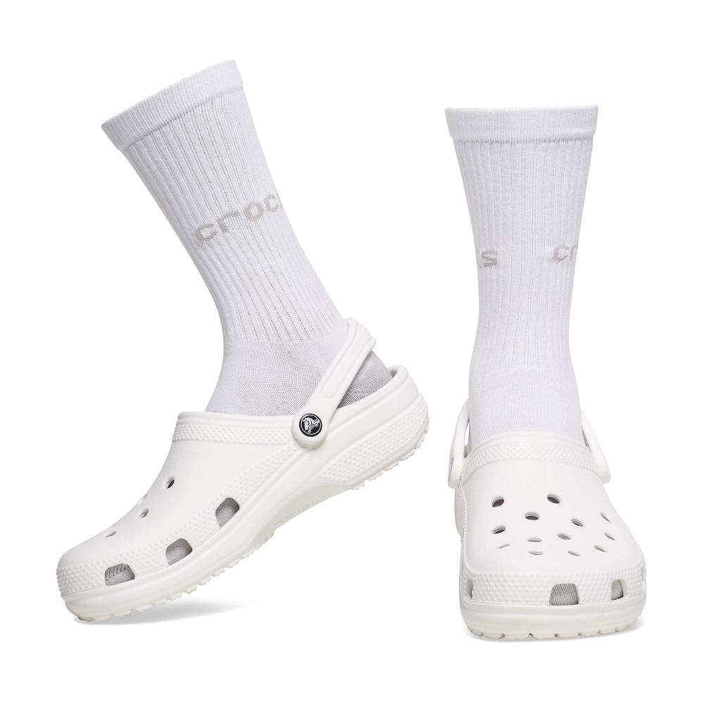 Crocs Adult Crew Solid 3New Zealand -Pack Men Socks White | SHOXZC814