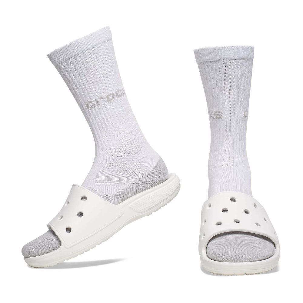 Crocs Adult Crew Solid 3New Zealand -Pack Men Socks White | SHOXZC814