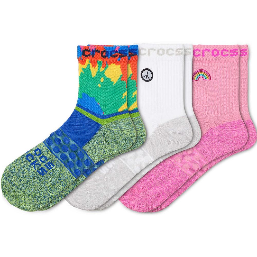 Crocs Adult Quarter Graphic 3New Zealand -Pack Women Socks Pink | OLHCPI365