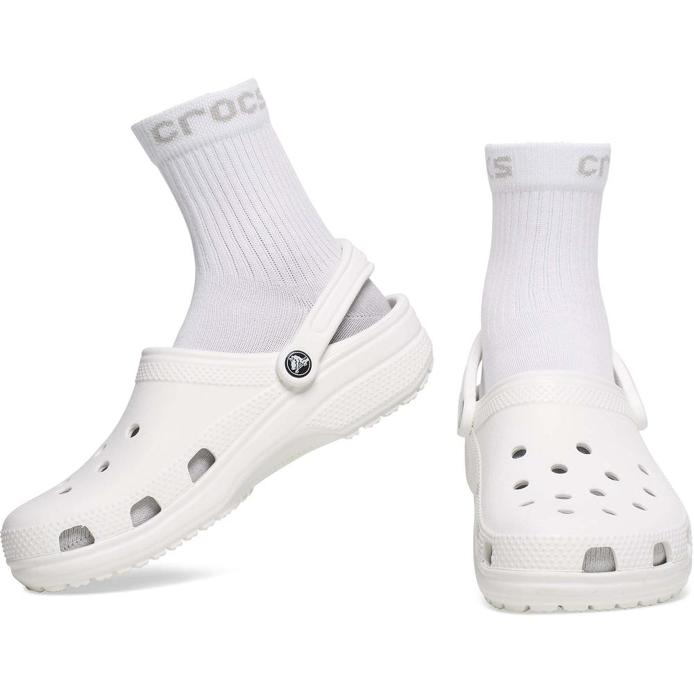 Crocs Adult Quarter Solid 3New Zealand -Pack Men Socks White | IVRPYD728