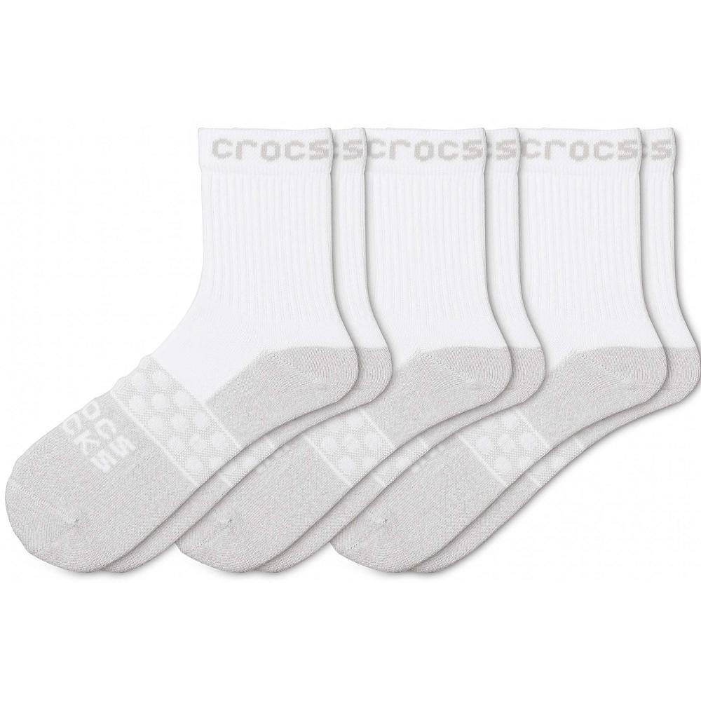 Crocs Adult Quarter Solid 3New Zealand -Pack Men Socks White | IVRPYD728