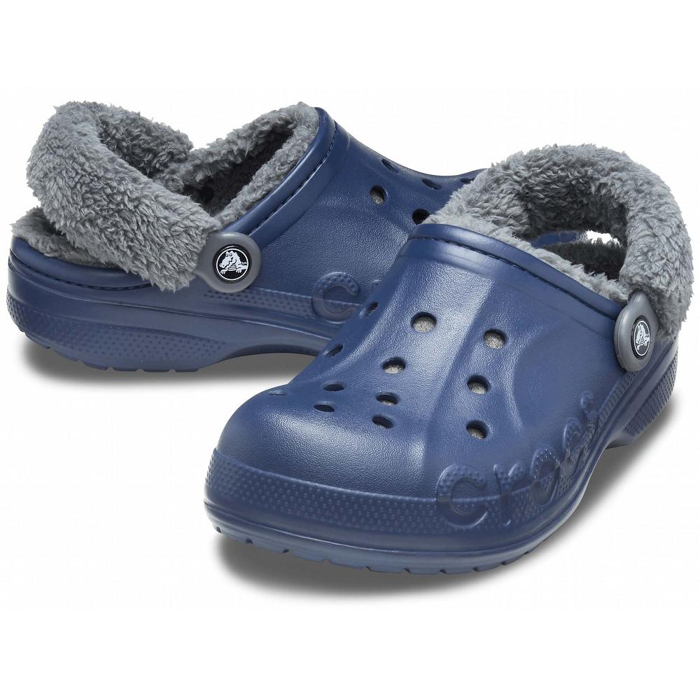 Crocs Baya Lined FuzzNew Zealand -Strap Men Clogs Navy | RTKZPX816