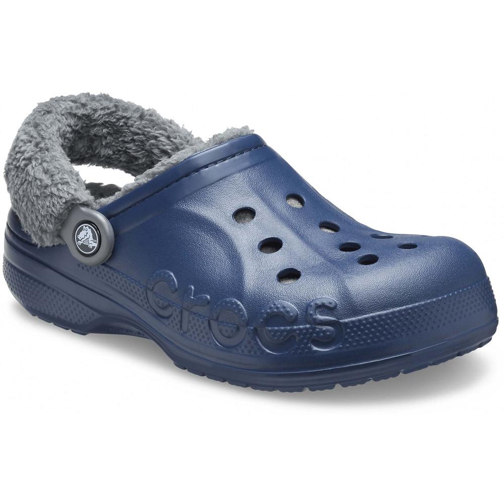 Crocs Baya Lined FuzzNew Zealand -Strap Men Clogs Navy | RTKZPX816