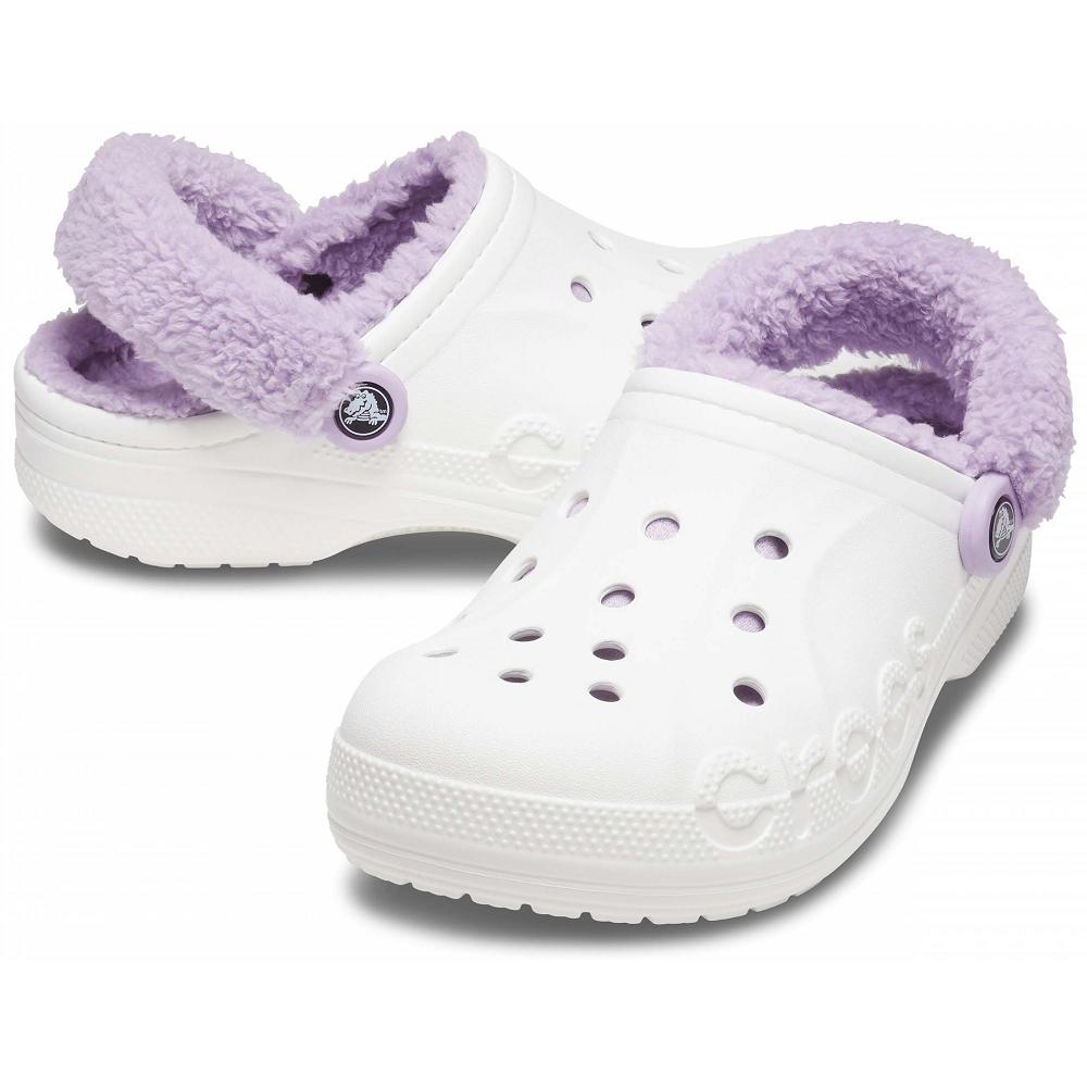 Crocs Baya Lined FuzzNew Zealand -Strap Men Clogs White | APWQNM302