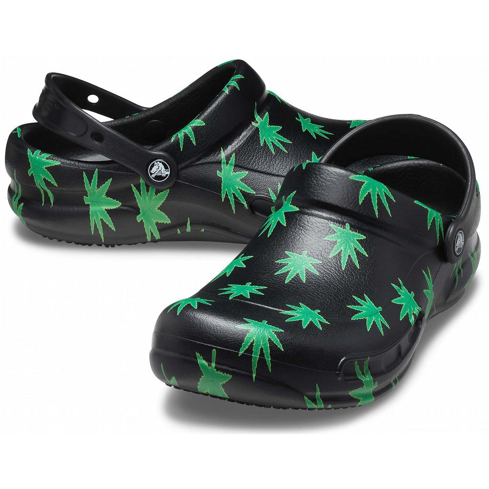 Crocs Bistro Graphic Men Clogs Black / Green | NCAXGJ546