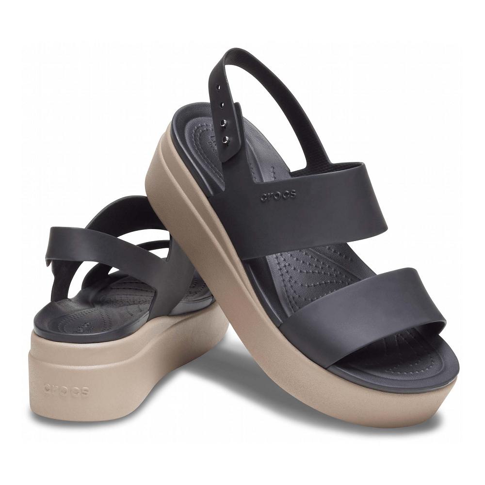 Crocs Brooklyn Low Women Wedge Brown / Black | YMUXWP804